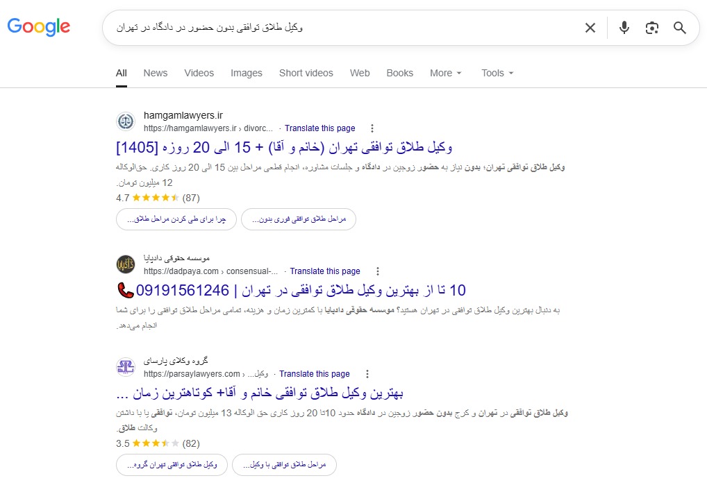 نمونه کلمات کلیدی Long Tail برای سایت شرکتی و خدماتی